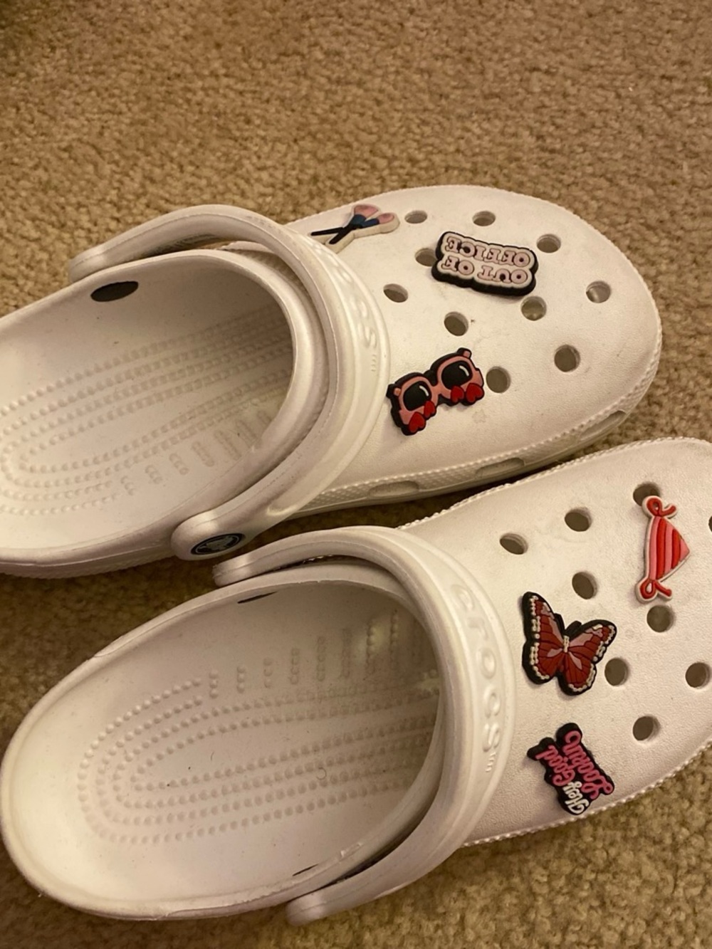 CROCS Kids White Clogs with Colorful Jibbitz Charms